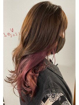 グリー ヘアープロデュース(Gree hair produce) 【Gree小川真由美】インナーカラー*ピンクパープル*ロングウルフ