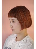 ミニボブ　オレンジボブ　ショートバング