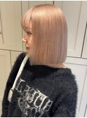 8099渋谷ブロンドホワトアッシュハイトーンカラーボブ韓国ヘア