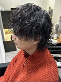 メンズマッシュウルフパーマツイストパーマスパイラルパーマ