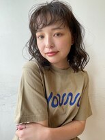 デジタルパーマ イメチェン チェリーブラウン 小顔ヘア パーマ
