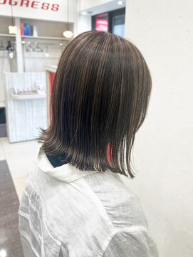 プログレス フレスポ富沢店(PROGRESS) ハイライト/白髪ぼかし/ナチュラルブラウン/ボブ