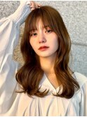 レイヤーくびれヘア韓国ヨシンモリシースルーぱっつん前髪