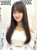 薄め前髪/ベージュカラー/透け感/くすみカラー/夏カラー/小顔