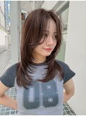 レイヤーカットレイヤーミディアム前髪なしハッシュカット