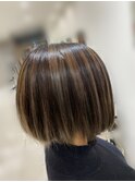 ボブ/カーキグレージュ/大人かわいい/流れるレイヤー[津田沼]