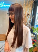 サラツヤストレート[アースカラー/ぱっつん前髪]◎20代30代 