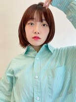 ハニーシブヤ(HONEY shibuya)&nbsp;大人可愛いシンプルショートボブ☆オレンジベージュ