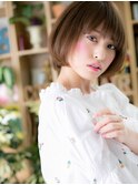アッシュブラウン斜めバング韓国風ミニボブh4志木20代30代40代