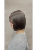 ボブ×暗髪でもたっぷり透明感◎ブリーチなし！冬のグレージュ☆