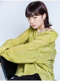 0代30代40代大人ひし形外ハネミディアムボブ×小顔前髪あり