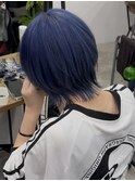 【GEEKS渋谷】ネイビーブルー/ハイトーン/ブリーチ/ウルフカット
