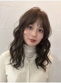 〒ミディアムパーマデジタルパーマボブパーマチェリーブラウン