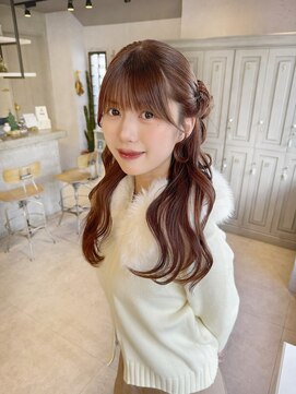 カシュカシュ 表参道(cache cache) ピンクベージュカラーくるみちゃんヘアアレンジヘアセット