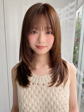 エトラ 渋谷店(etora) 小顔 前髪 レイヤーカット ミルクブラウン ワンホンレイヤー "