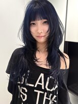 ラパンセヴェール(LA PENSEE VERT)&nbsp;顔周りザクザクハッシュカット×ディープブルー 1.2回ブリーチ