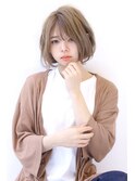 ローライトフォギーベージュ大人かわいいスリークボブ大人ボブ