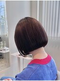 ぷつっとミニボブ暗髪艶髪ブラウンカラー群馬太田オッジィオット