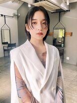 小顔前髪顔周りレイヤー× グレージュカラー デザインカラー