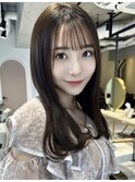 縮毛矯正/髪質改善トリートメント/ミディアムヘア/グレージュ