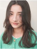 黒染めしないナチュラルブラック顔まり小顔レイヤーロング