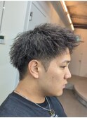 爽やかビジネスツーブロック無造作ナチュラルサーフアップバング