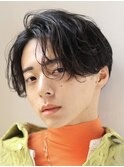 韓国マッシュフェザーパーマニュアンスパーマセンターパート黒髪