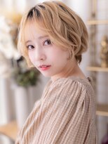 カバーヘア ブリス 上尾西口店(COVER HAIR bliss)&nbsp;韓国風全頭ブリーチ小顔ゆるふわプードルボブa上尾20代30代