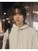 =メンズボブ/ダークブラウン/ルーズショート／ルーズパーマ