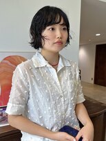 ヘアーアイストゥーレ(HAIR ICI TRE)&nbsp;ボブパーマ　レイヤーボブダークグレー　ワンレンボブニュアンス