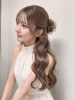 シュガーアンドソルト 垂水(SUGAR&SALT)&nbsp;ハーフアップ/ミルクティーベージュ/シースルー/お団子