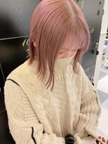 アース 高崎店(HAIR & MAKE EARTH) ピンクベージュダブルカラーケアブリーチ外ハネボブ