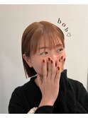 切りっぱなしボブ/マロンベージュ/前髪/原宿神宮前