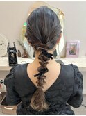 ふわふわ編み下ろし＊ロングヘアセット リボン
