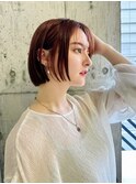 ボブ/レイヤーカット/髪質改善/ウェットヘア/オレンジベージュ