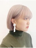 ハッシュカットグレージュデザインカラーツートンカラーブリーチ