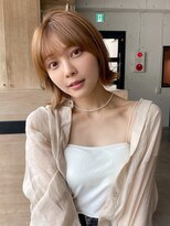 エトラ 渋谷店(etora)&nbsp;前髪 外ハネボブ くびれヘア ハイライトカラー"