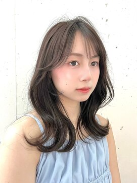 ビーチ(BEACH) レイヤーカット/韓国ヘア/クラゲヘアー/小顔/オリーブグレー黒髪