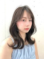 ビーチ(BEACH) レイヤーカット/韓国ヘア/クラゲヘアー/小顔/オリーブグレー黒髪