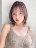 暗めカラー外ハネボブモテ髪前髪似合わせカット#538f0912