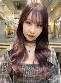 バーガンディ/ミディアムレイヤーカット/チョコレートブラウン