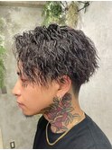 MEN’S HAIR/ブルーブラック/フェザーパーマ/ハイライト