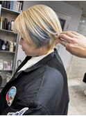ダブルカラーケアブリーチミルクティーベージュ顔周りレイヤー