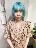 ソイ 下北沢(soi)&nbsp;【Aqua Blue】レイヤーボブ_顔まわりレイヤー_ブルーヘア