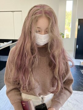 ラフヘアデザイン(Raf hair design) バレイヤージュコントラストハイライトミルクティーベージュ