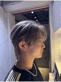新宿シャドウパーマメンズマッシュウルフカット緩め波巻きパーマ