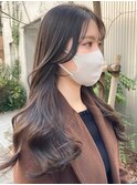 レイヤーカット顔まわりストレートロングレイヤー堀江