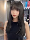 オリーブグレー髪質改善/黒髪/小顔/くすみベージュ/新宿駅