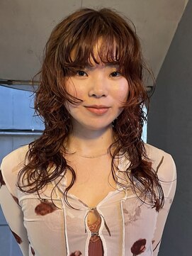 アルカナ 明治神宮前原宿(ARCANA) オレンジブラウン　ウルフパーマ　ブリーチ無し　くるくるパーマ