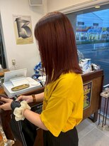 O 大人可愛い透明感立体感アプリコット×エアストレート透け前髪